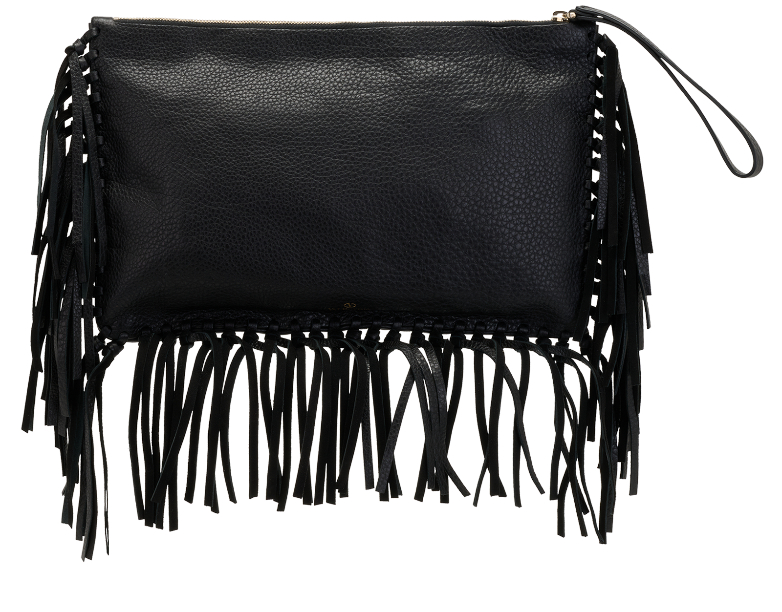 Oversized Tassel Zip Clutch, &pound;310, Handbags, Black, Leather, Back view